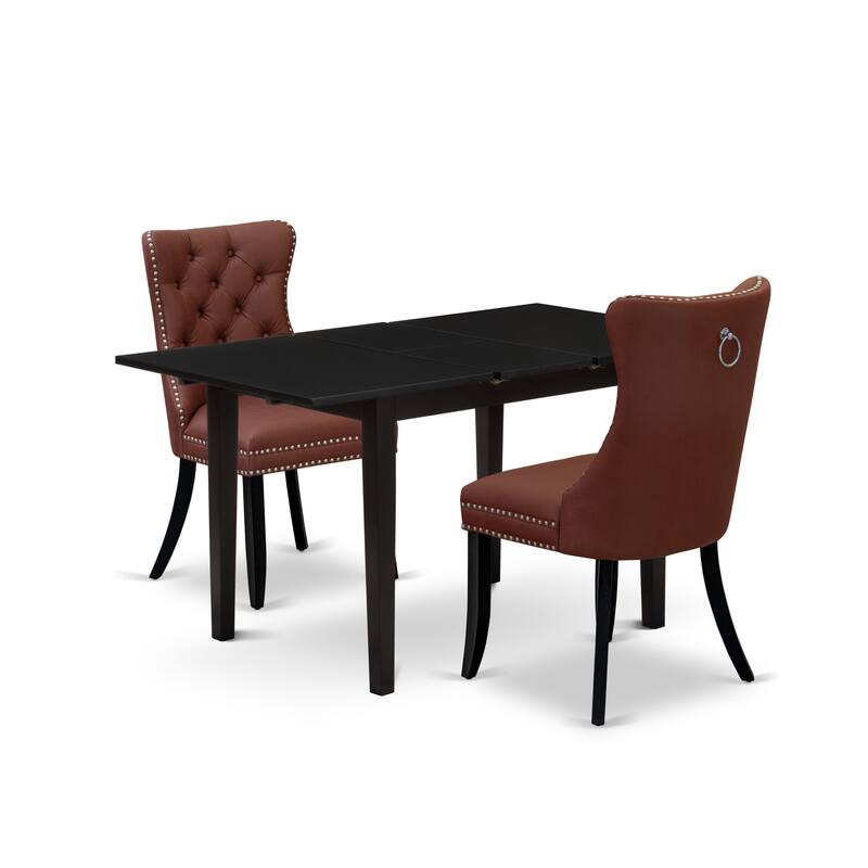 East West Furniture Dining Set Includes a Rectangle Kitchen Table and Upholstered Chairs, Black (Pieces Options) - NFDA3-BLK-26