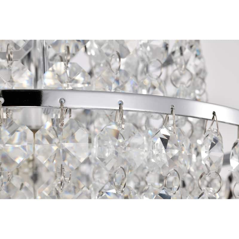 Chrome Finish 1-Light Glam Mini Chandelier with Tier Cascading Crystals