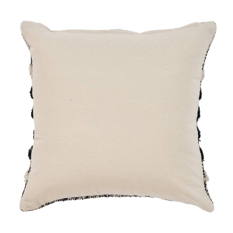Sevita Black Fringe Metallic Cotton Throw Pillow 18 inch