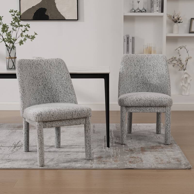 Upholstered Dining Chairs Set, Modern Dining Room Chairs Chenille Side Chairs with Curved Backrest, Armless Living Room Chair