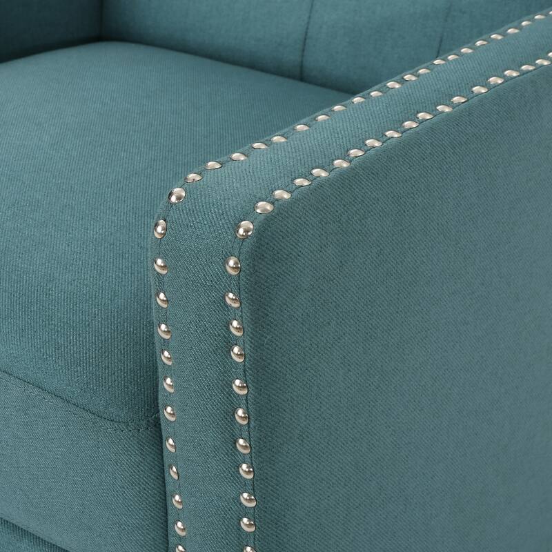 Pushback Recliner Chair, Fabric Armchair Push Back Recliner with Rivet Trim, Mid Century Tufting Accent Chair for Living Room