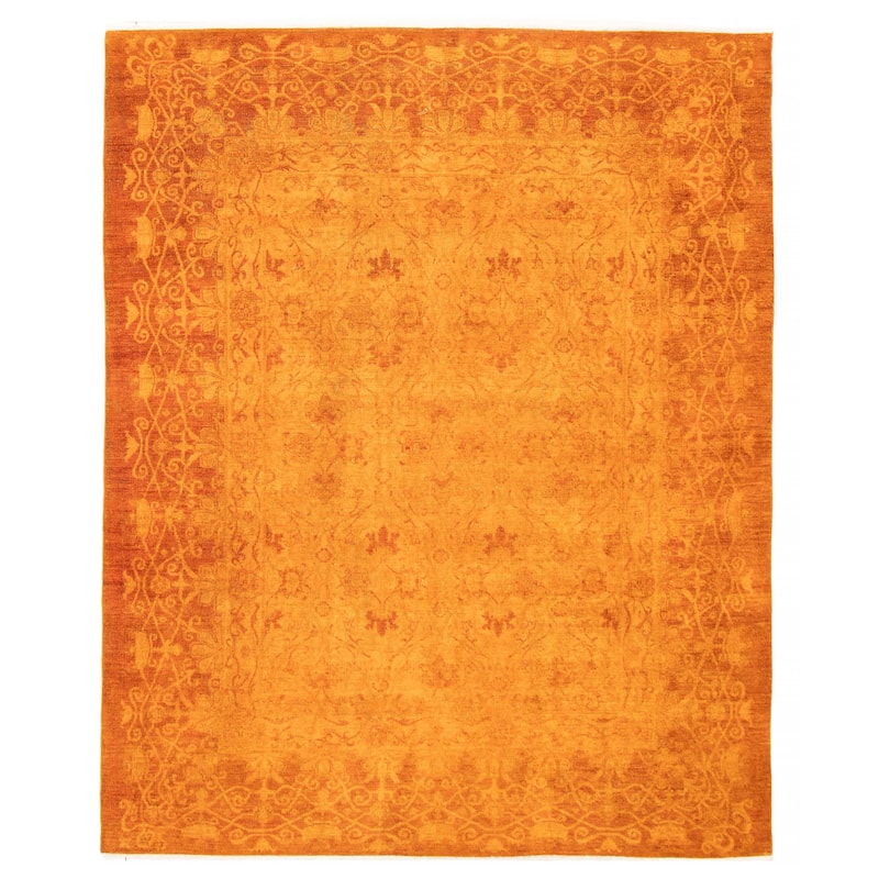 ECARPETGALLERY Hand-knotted Vibrance Orange Wool Rug - 7'10 x 9'7 - Orange - 7'10 x 9'7