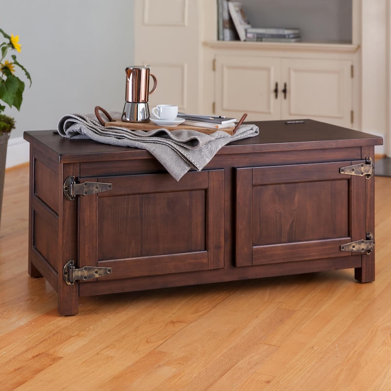 Portland Ice Box Wood Coffee Table/Bench with Replica Hardware