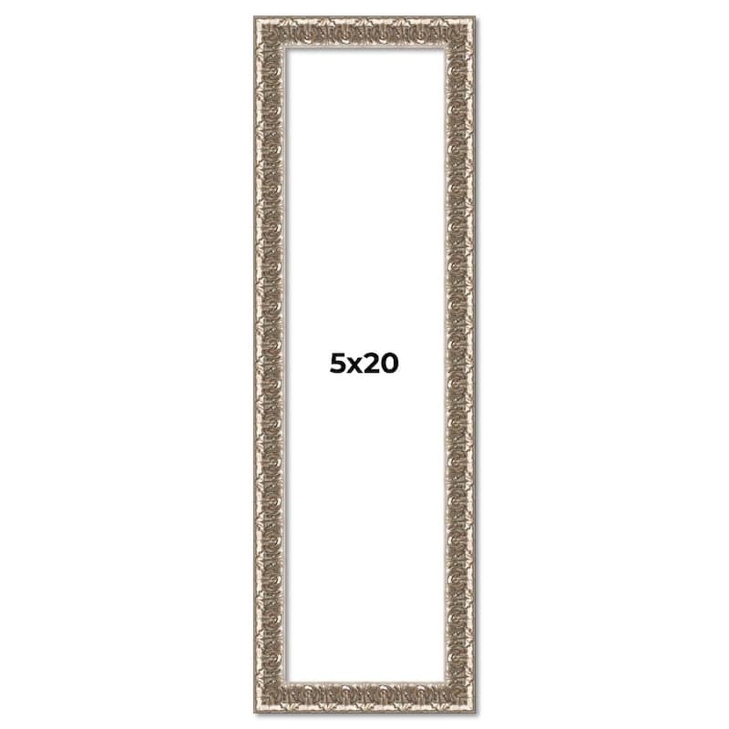 5x20 Frame Silver Versailles Ornate Solid Wood Picture Frame | 1 Inch