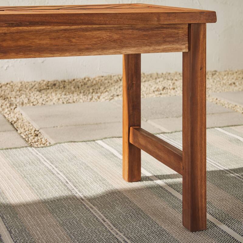 Walker Edison Elephant Point Acacia Wood Chevron Bench