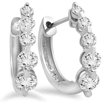 1ct Diamond Hoops Womens Earrings White Gold Lab Grown