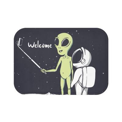 Alien Taking Selfie Bath Mat by Daily Boutik