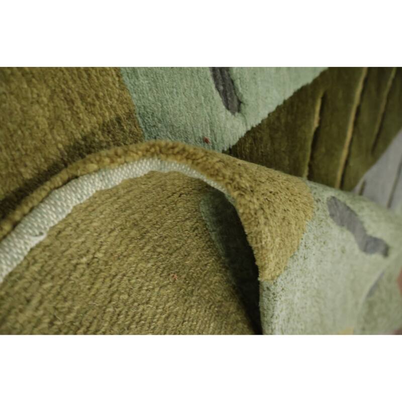 Hand Knotted Oriental 100% Wool Carpet Modern Abstract Multi-Colored Nepalese Area Rug - 5' 0'' X 3' 0''