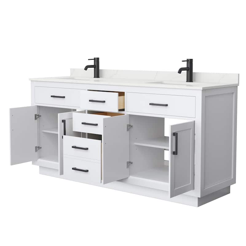 Beckett TK 72-inch Double Vanity, Single Hole Quartz Top