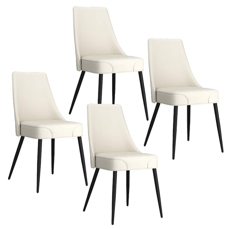 Modern Faux Leather & Metal Dining Chair, Faux Leather, Set of 4