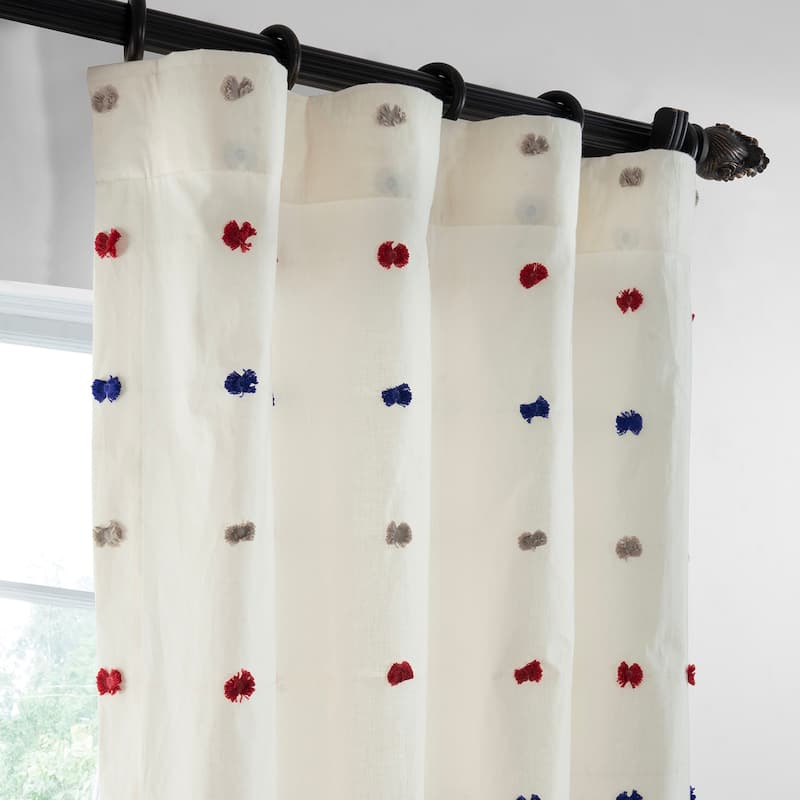 Exclusive Fabrics Geometric Cotton Craft Rod Pocket Sheer Curtains For Bedroom & Living Room Curtains Pair (2 Panels)