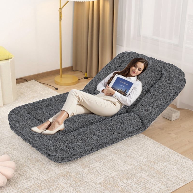 Folding Sofa Chair with 5 Adjustable Positions Plush Floor Lounge Chair for Gaming, Meditation, and Relaxation