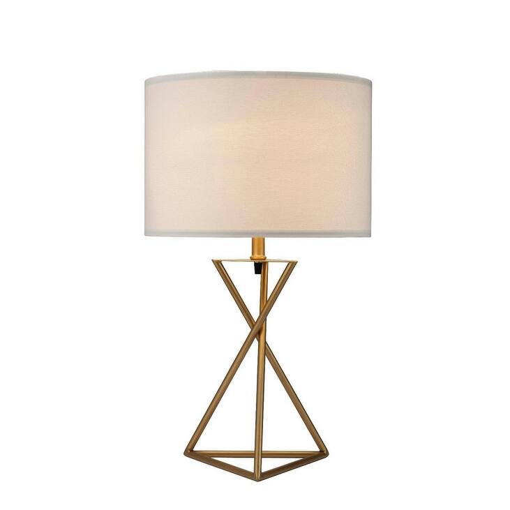 26.25" Tall "Ester" Mid-Century Metal Table Lamp, Hourglass Design, Matte Gold
