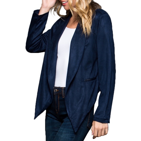 faux suede open front jacket