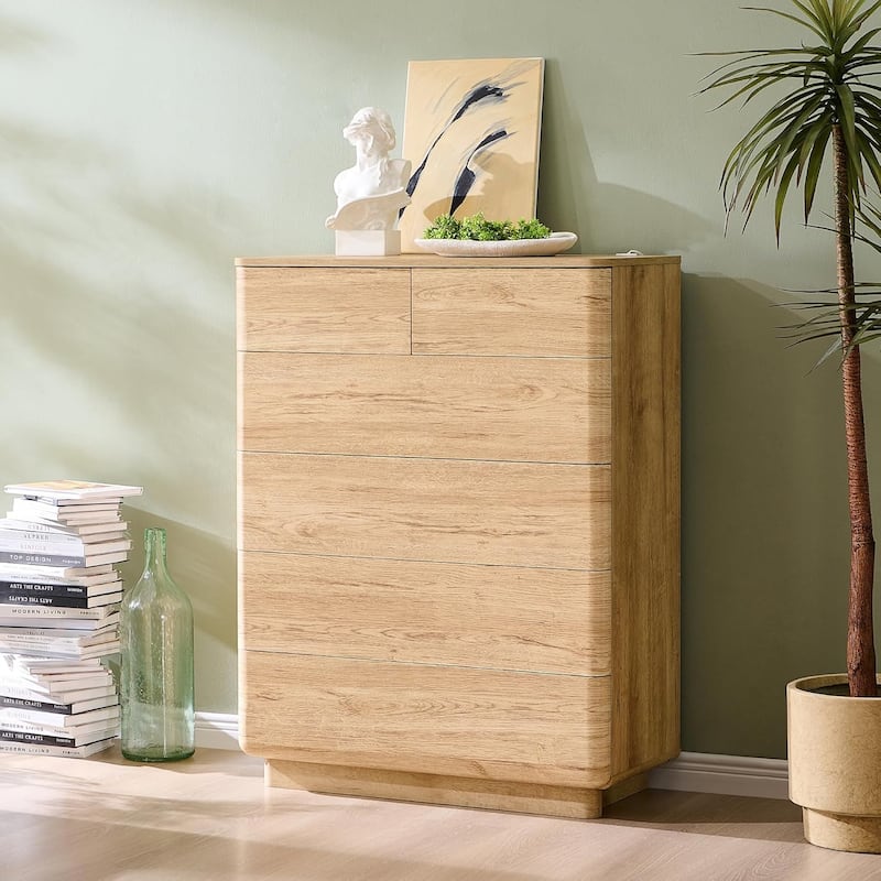 Modern 6 Drawer Dresser for Bedroom, Handle-less Wooden Dressers