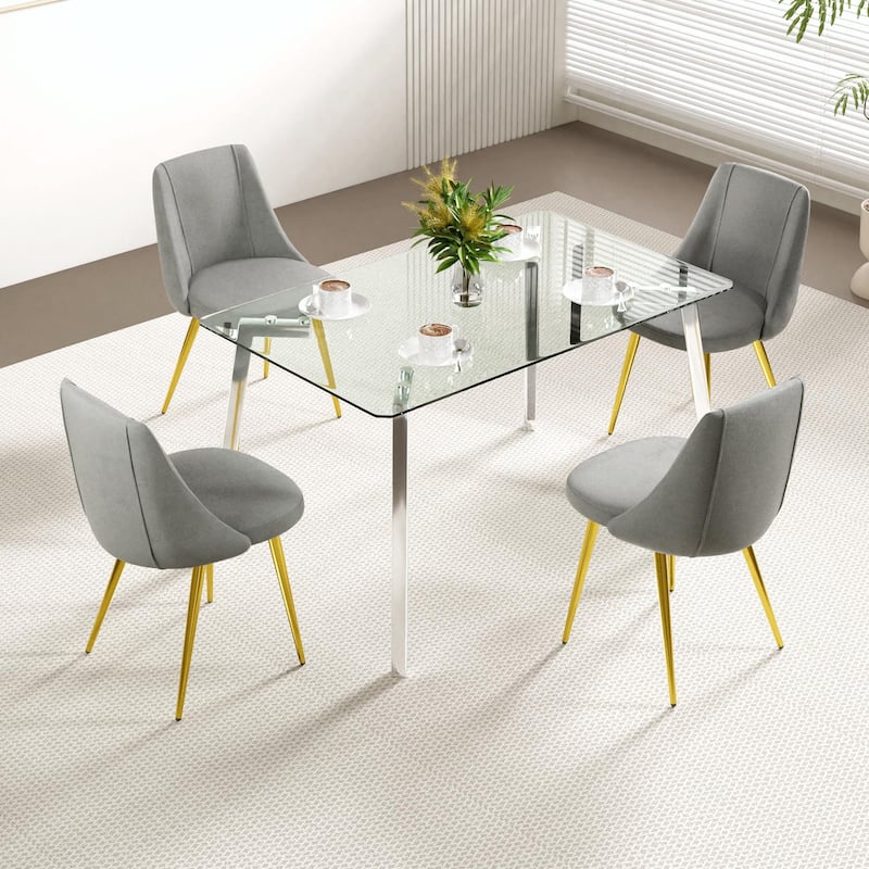 Modern Light Luxury Dining Chairs with Metal Legs-Set of 4