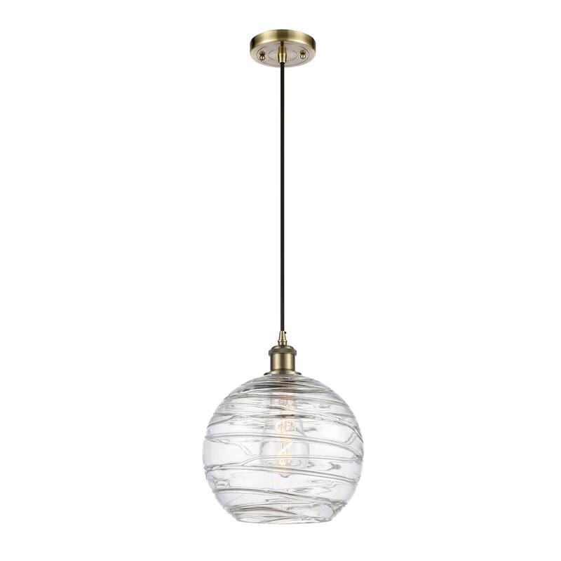 Innovations Lighting Ballston Athens Deco Swirl - 1 Light 10" Cord Hung Mini Pendant - Antique Brass