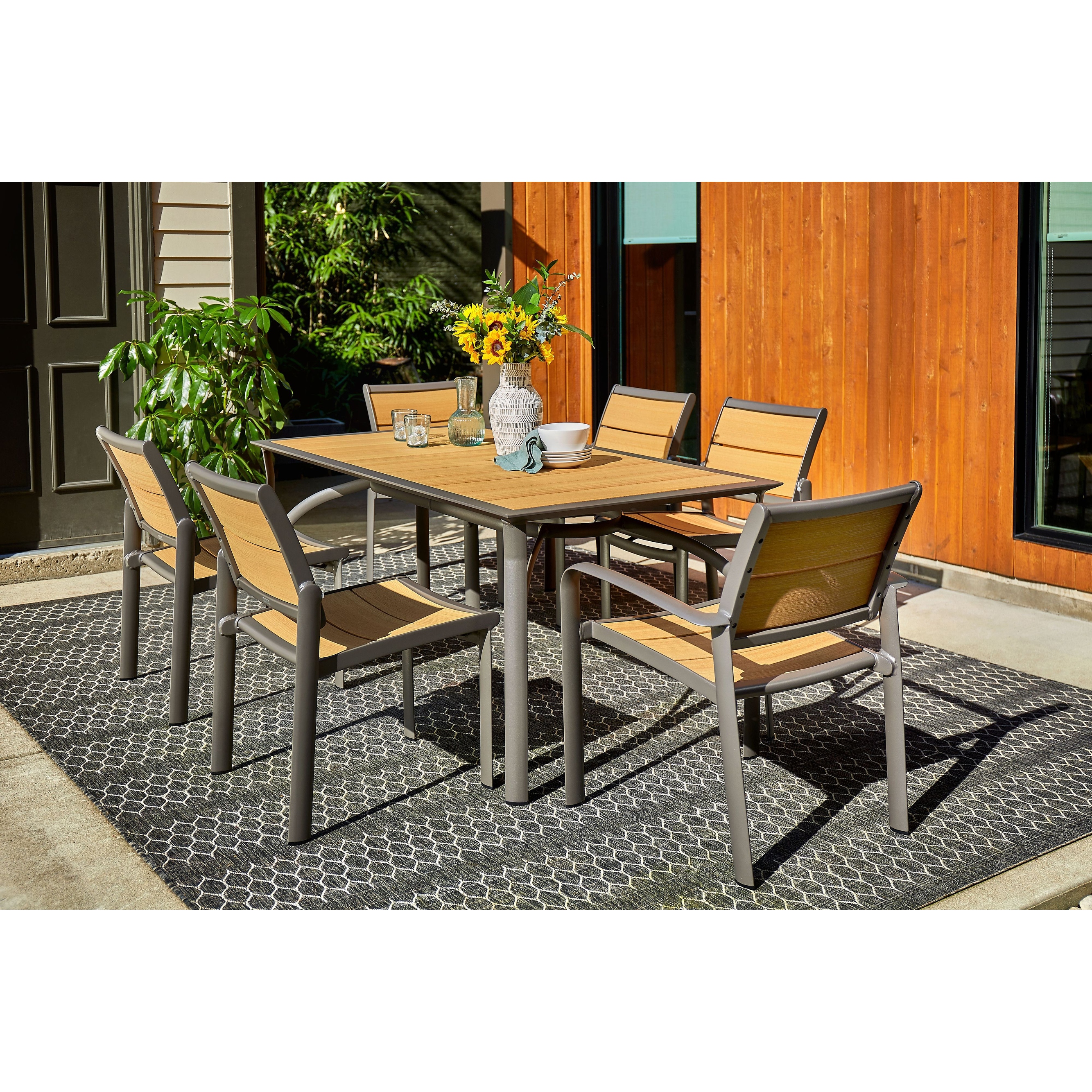 Resin outdoor dining table with umbrella hole cheap