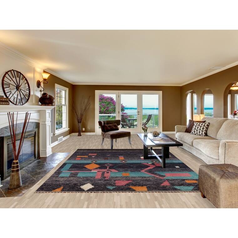 Geometric Plush Moroccan Area Rug Handmade Tribal Wool Carpet - 8'0" x 10'5"