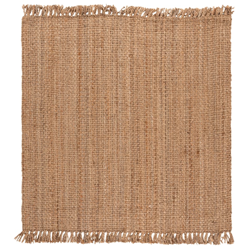 SAFAVIEH Handmade Natural Fiber Khloe Fringe Jute Rug - 10' Square - Natural