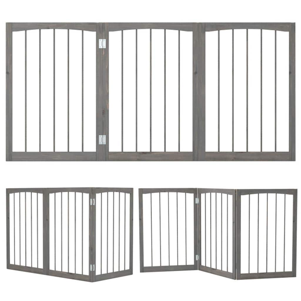 3 Panel Freestanding Wooden Dog Gate Pet Barrier for Doorways Kitchens or Bedrooms - 21" x 1.6" x 30"
