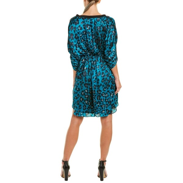 blue silk shift dress