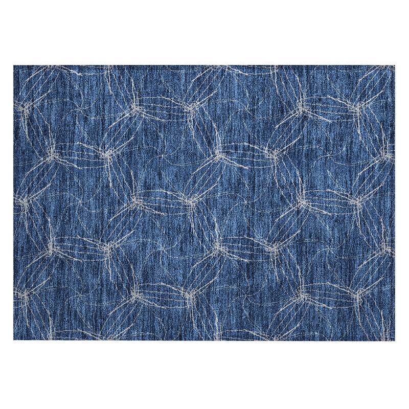 Machine Washable Indoor/ Outdoor Abstract Contemporary Chantille Rug