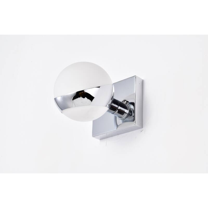 Sani 5 Inch Chrome Finish Orb Opaque Glass Wall Sconces 1 Light