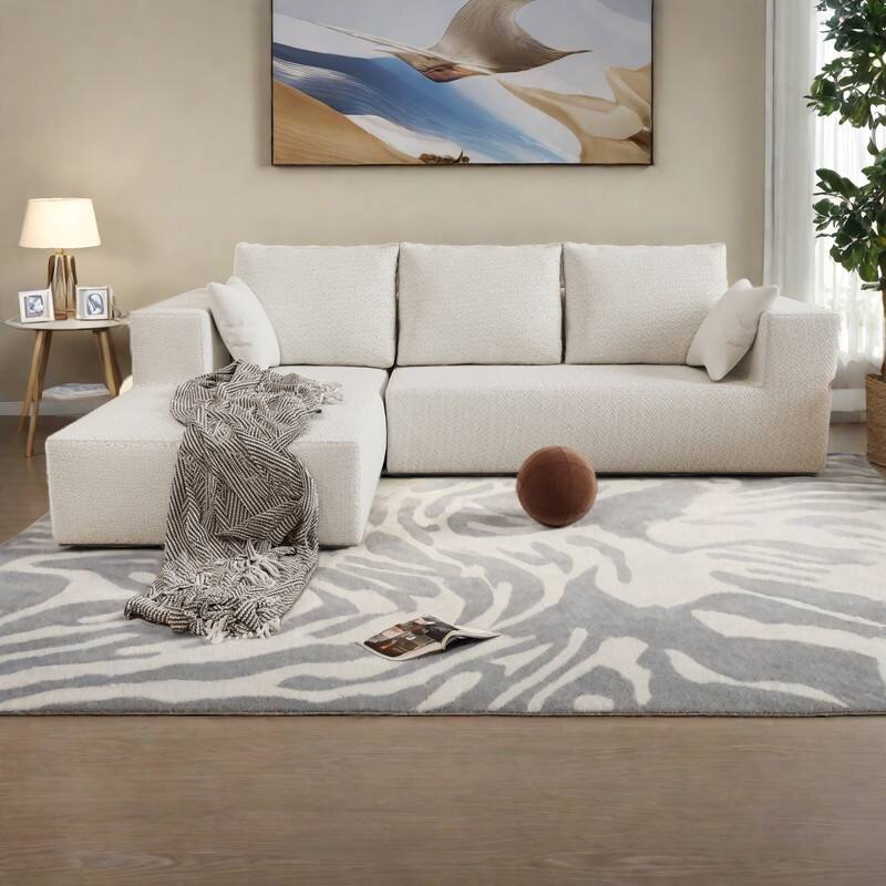106.69" Linen Sectional Sofa with Left Facing Chaise High-Density Foam and Convertible to Bed and 3+ Configurations - Beige