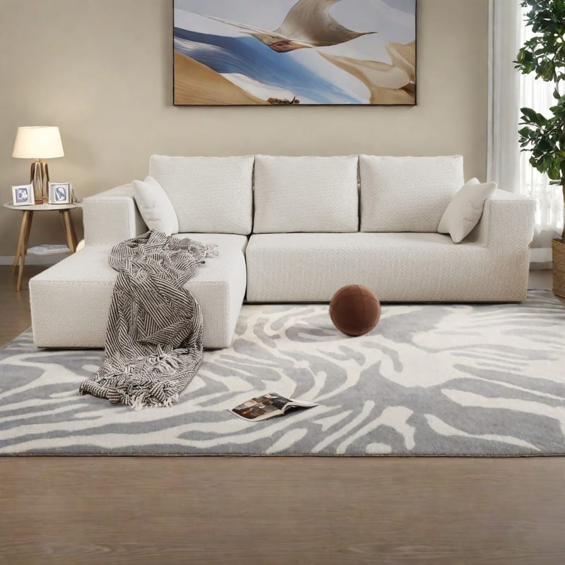 106.69" Linen Sectional Sofa with Left Facing Chaise High-Density Foam and Convertible to Bed and 3+ Configurations