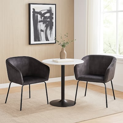 Voro Dining Chair Set of 2, Gray Velvet, Sleek Black Metal Legs