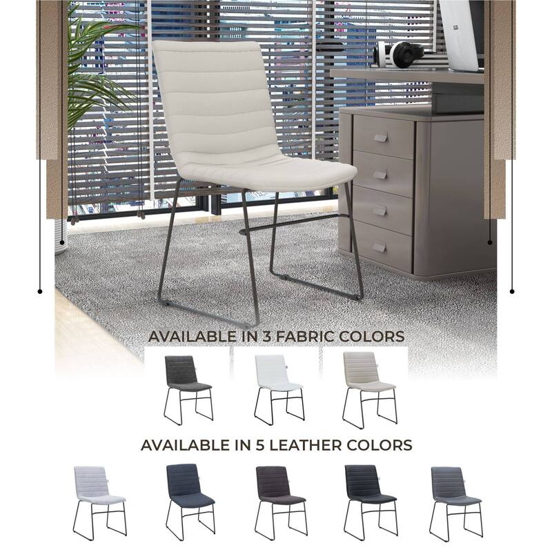 Zylar Modern Leather Guest Chair with Lumbar Support, Stainless Steel Base, High-Density Foam, Floor Protectors, 300 lb Capacity