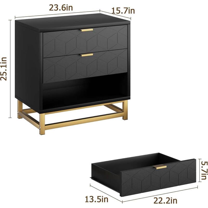 Modern 3 Drawer Dresser Nightstand for Closet, Bedroom