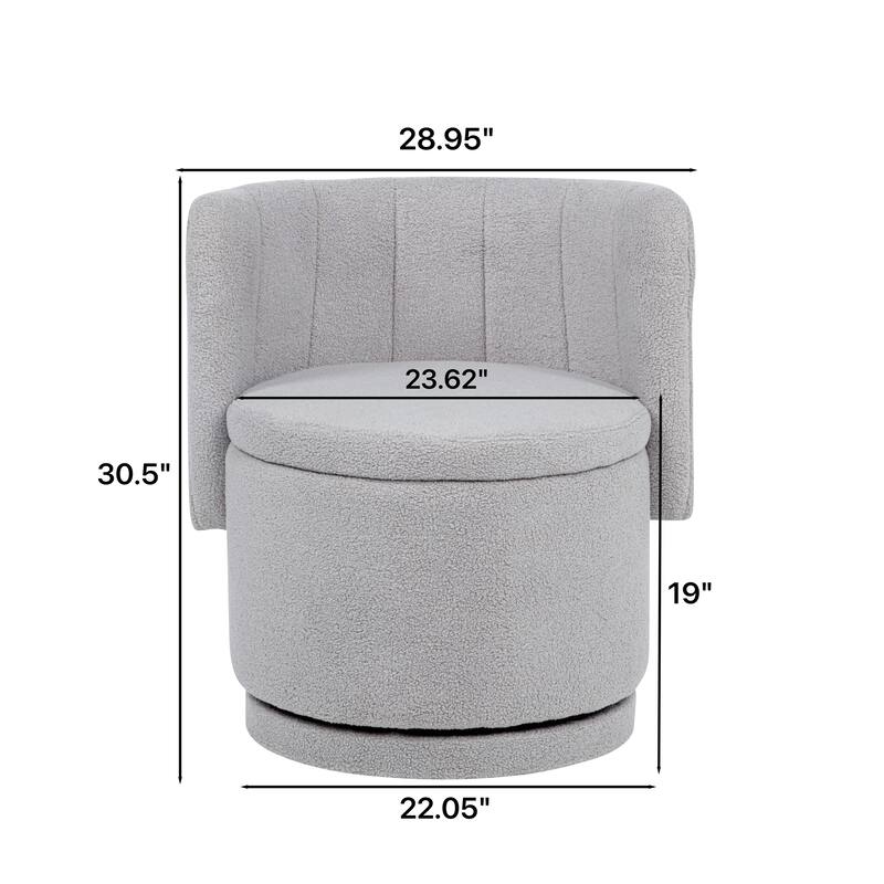 Boucle Swivel Chair with 360° Rotating Storage Accent Chair for Living Room/Bedroom