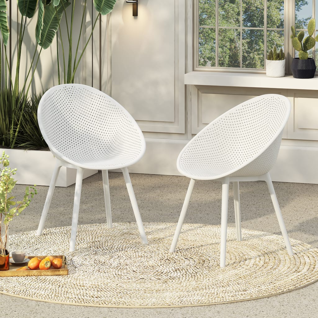 Outdoor Simple 2 Piece Plastic Dining Chair with Backrest for Restaurant Kitchen Living Room Bedroom Terrace Balcony