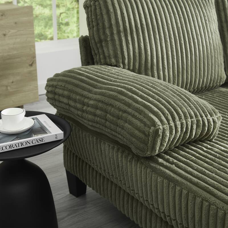 Symmetrical Corduroy Double Chaise Couch U-shaped Sectional Sofa