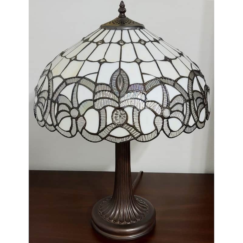 HomeRoots 24" Stained Glass Two Light Stained Glass Two Light Accent Table Lamp - 21 x 23 x 12