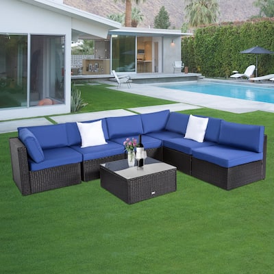 Kinbor Outdoor Cushioned Wicker Sectional Sofa Set