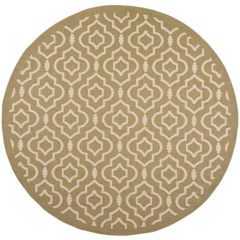 SAFAVIEH Courtyard Ketty Indoor/ Outdoor Waterproof Patio Backyard Rug - 7'10" Round - Green/Beige
