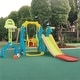 preview thumbnail 1 of 32, 5 in 1 Long Slide w/ Basketball Hoops,Football gate,Ringtoss,Swing Set