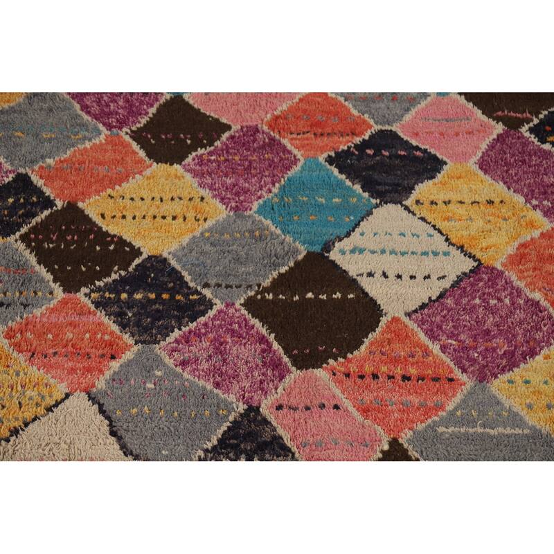 Trellis Moroccan Area Rug Hand-Knotted Wool Carpet - 7'11" x 10'11"
