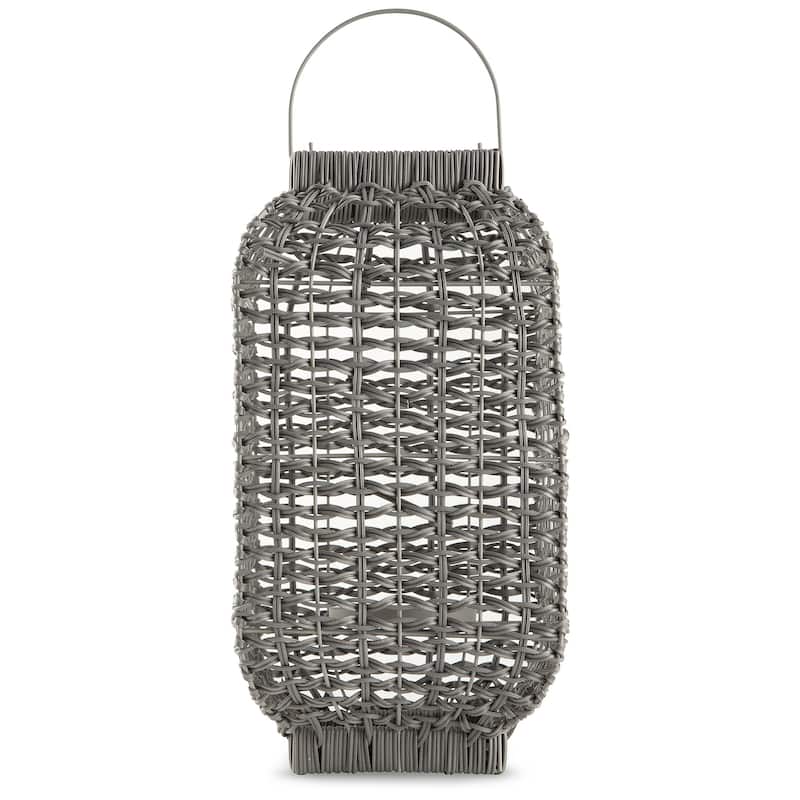 Ashley Furniture Evonne Antique Gray Lantern - 9"W x 9"D x 17"H