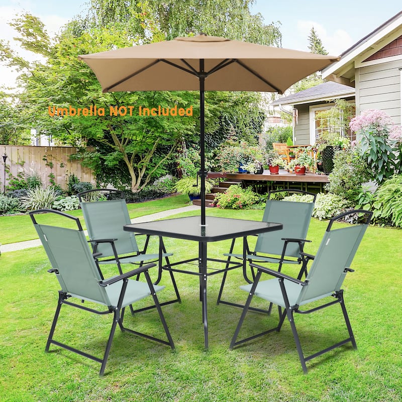 VredHom Outdoor 5-Piece Patio Dining Set with Folding Chairs