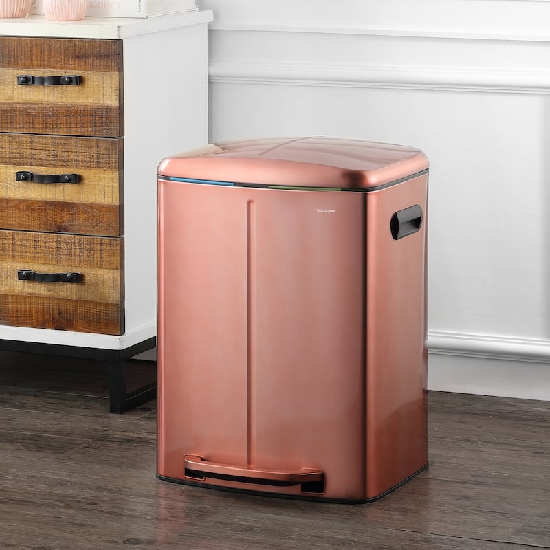 happimess 10.6-Gallon Double Bucket Trash Can with Soft Close Lid
