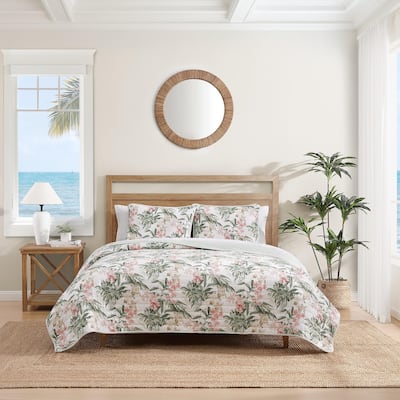 Tommy Bahama Island Orchid Coton Reversible Pink Quilt Set