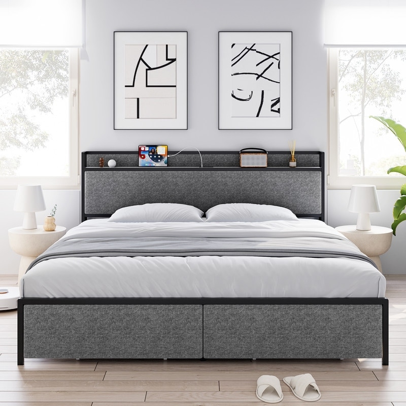 JX bed with drawers at the end of the bed - Overstock - 40763484
