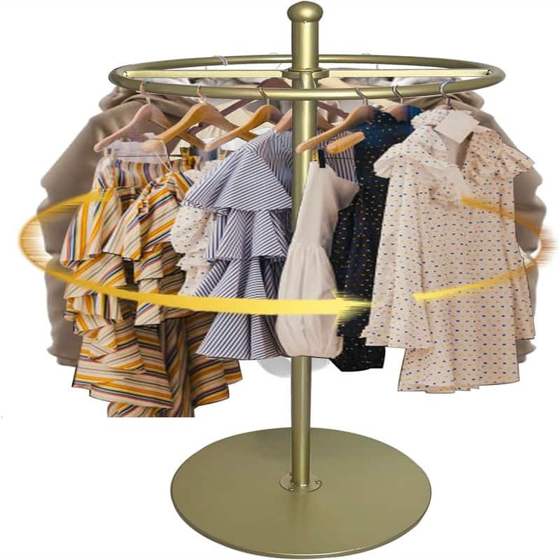 Round Garment Rack Floor Standing Rotatable - 1"D x 21.6"W x 61.02"H