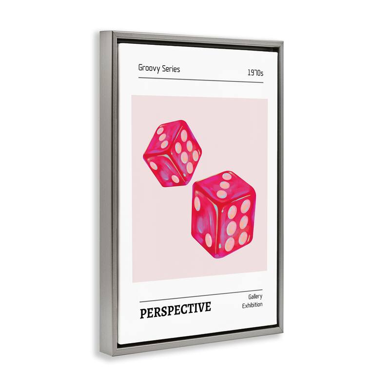 Stupell Pink Dice Pair Framed Floater Canvas Wall Art Design By LSR Design Studio