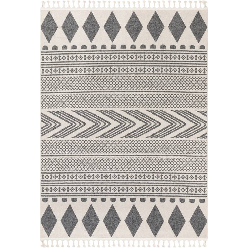 Well Woven Loop De Loop Cruce Geometric Tribal Area Rug - Grey - 5' 3" x 7' 3" - Rectangle