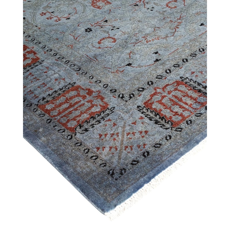 Overton Hand Knotted Wool Vintage Inspired Modern Contemporary Overdyed Gray Area Rug - 5' 2" x 8' 0"